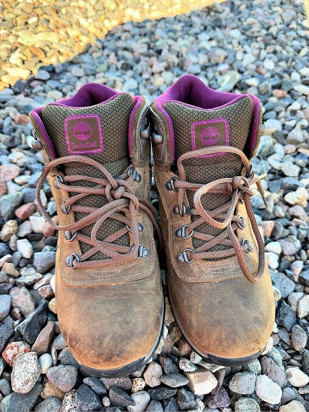 Timberland Mt Maddsen Mid Waterproof Hiking Boots Women’s 8 Brown Purple A1Q52 M